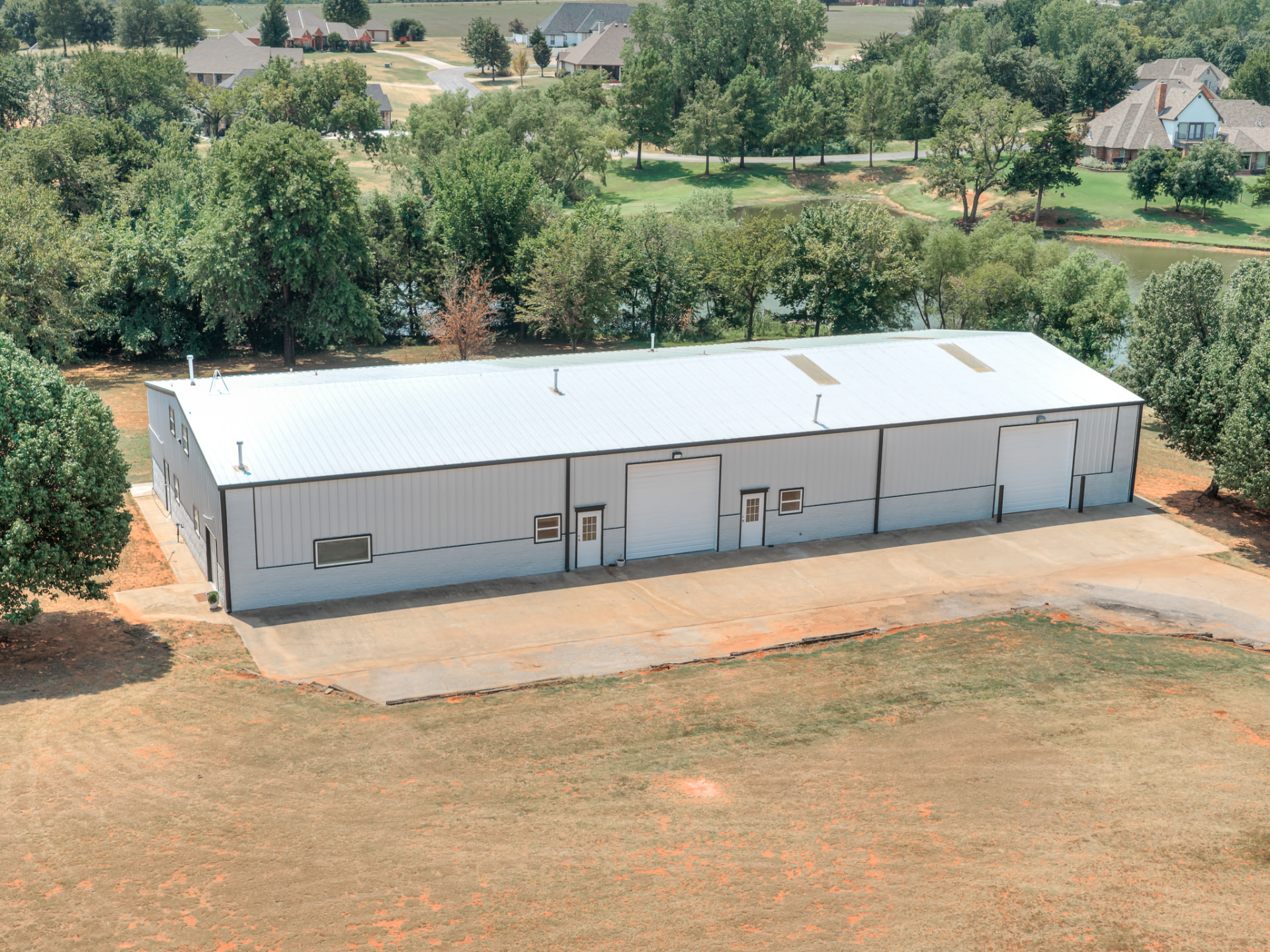 Aerial view of the 2224 NW 32nd Street industrial warehouse and flex building in Newcastle, Oklahoma